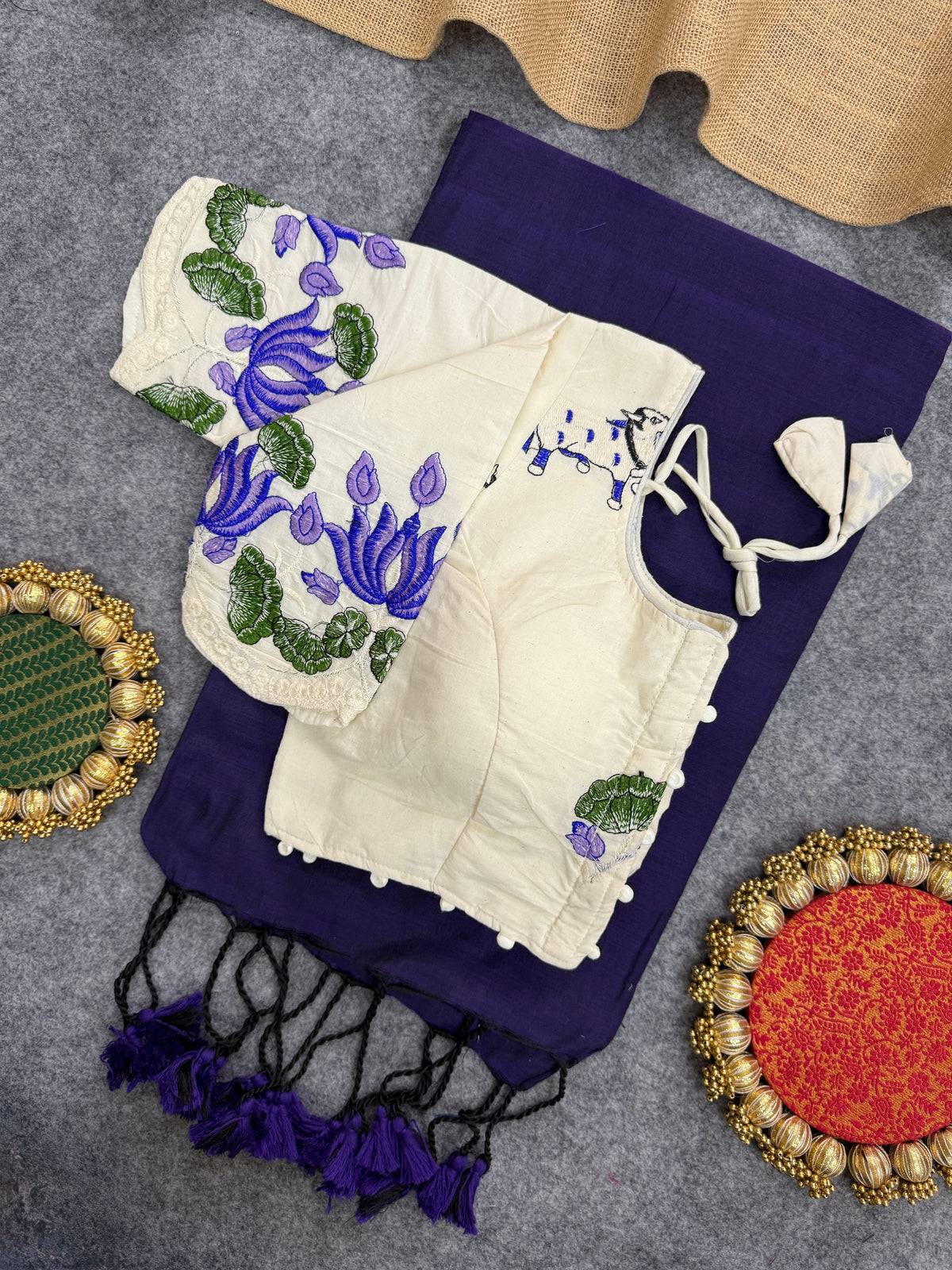 Lightweight Khadi Cotton Handloom Saree with Blouse – Everyday Purple