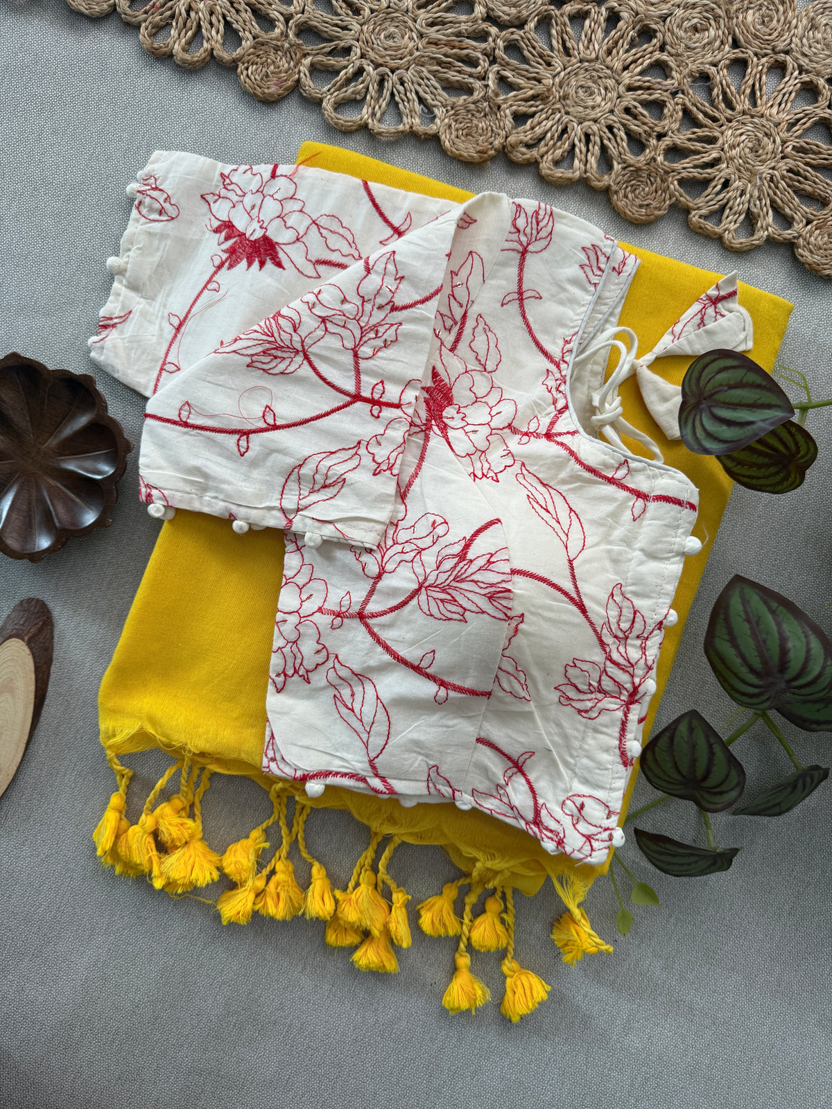 Soft Touch Pure Khadi Cotton Saree with Ready Made Blouse – Elegant Yellow