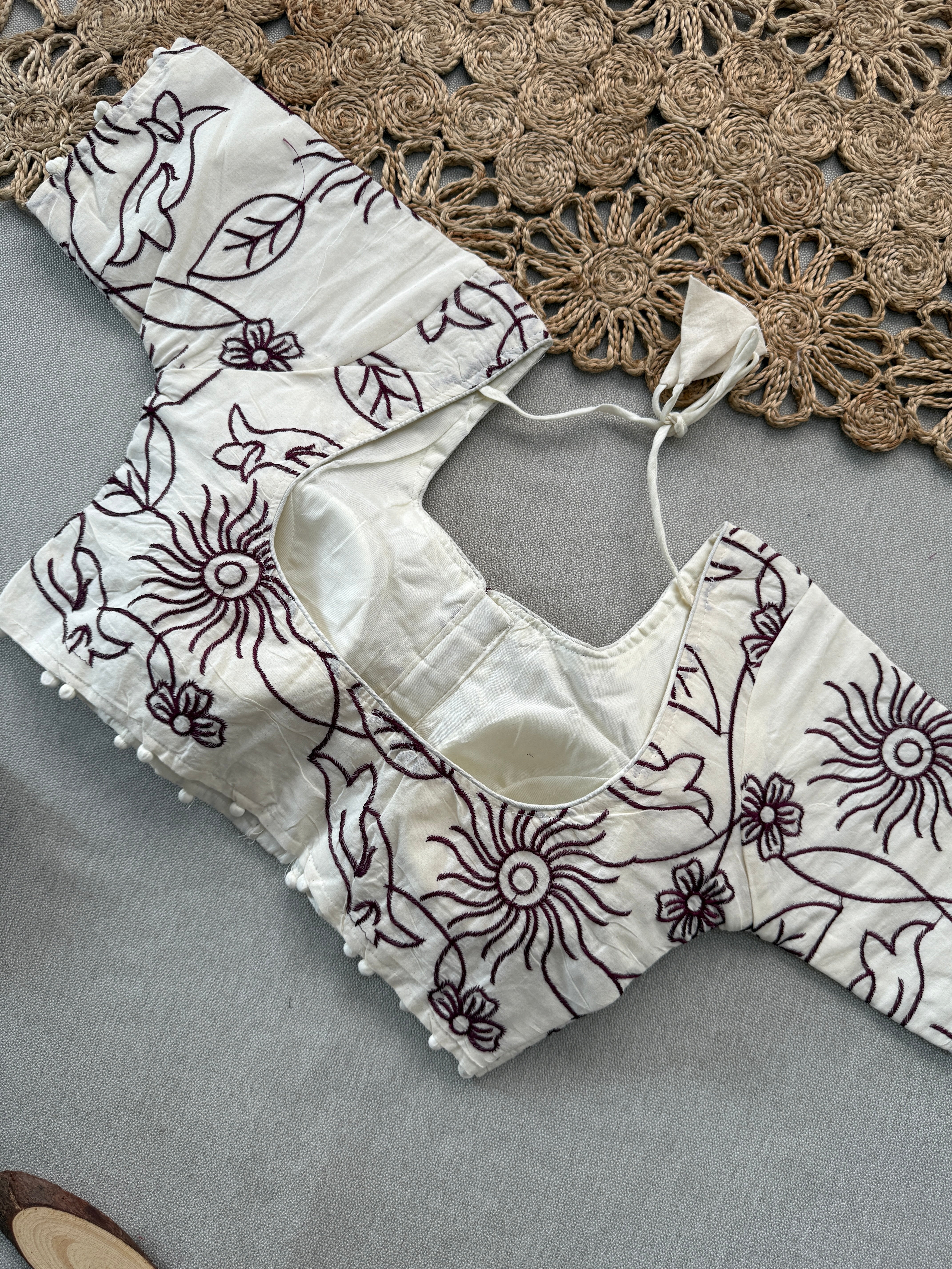 Everyday Wear Khadi Cotton Handloom Saree with Ready Blouse – Elegant Wine
