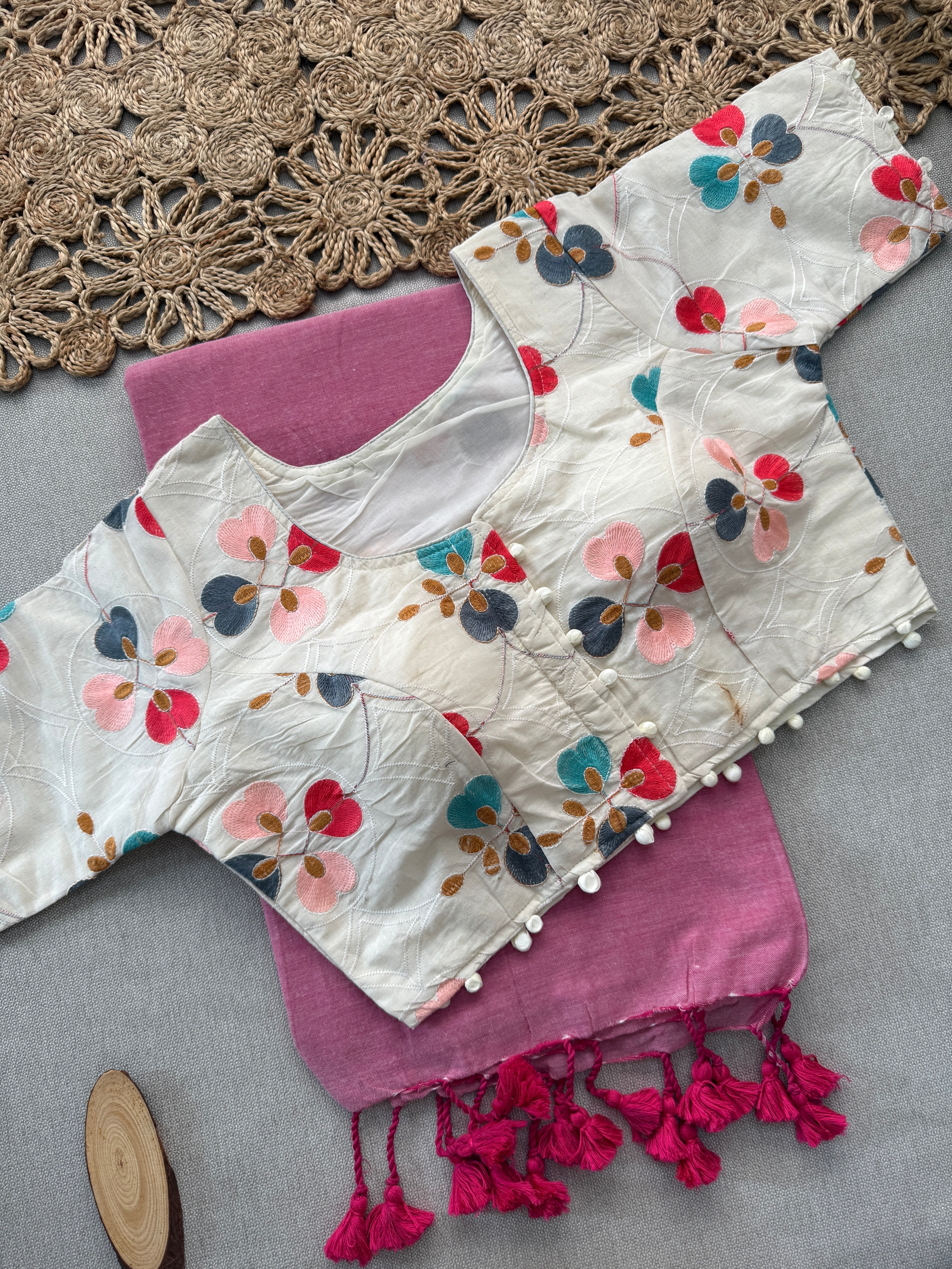 Handmade Khadi Cotton Saree with Readymade Blouse – Gorgeous Light Pink