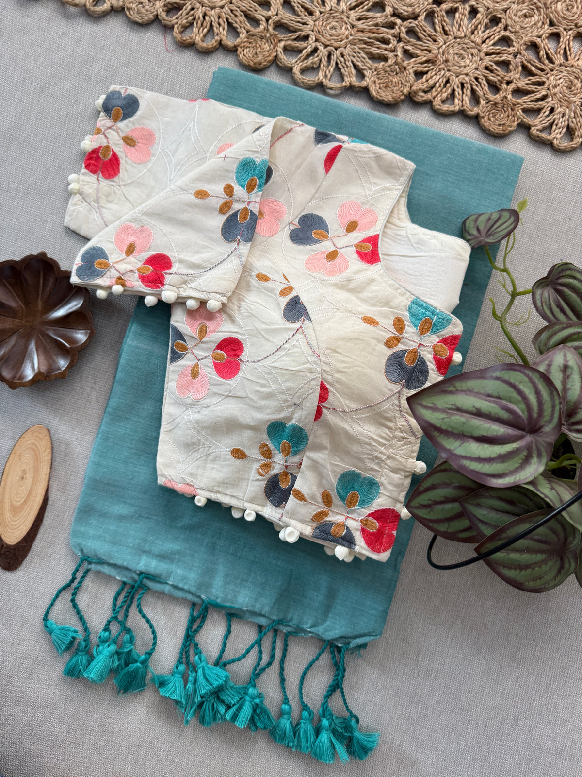 Festive Special Khadi Cotton Saree with Ready Made Blouse – Stunning C Green