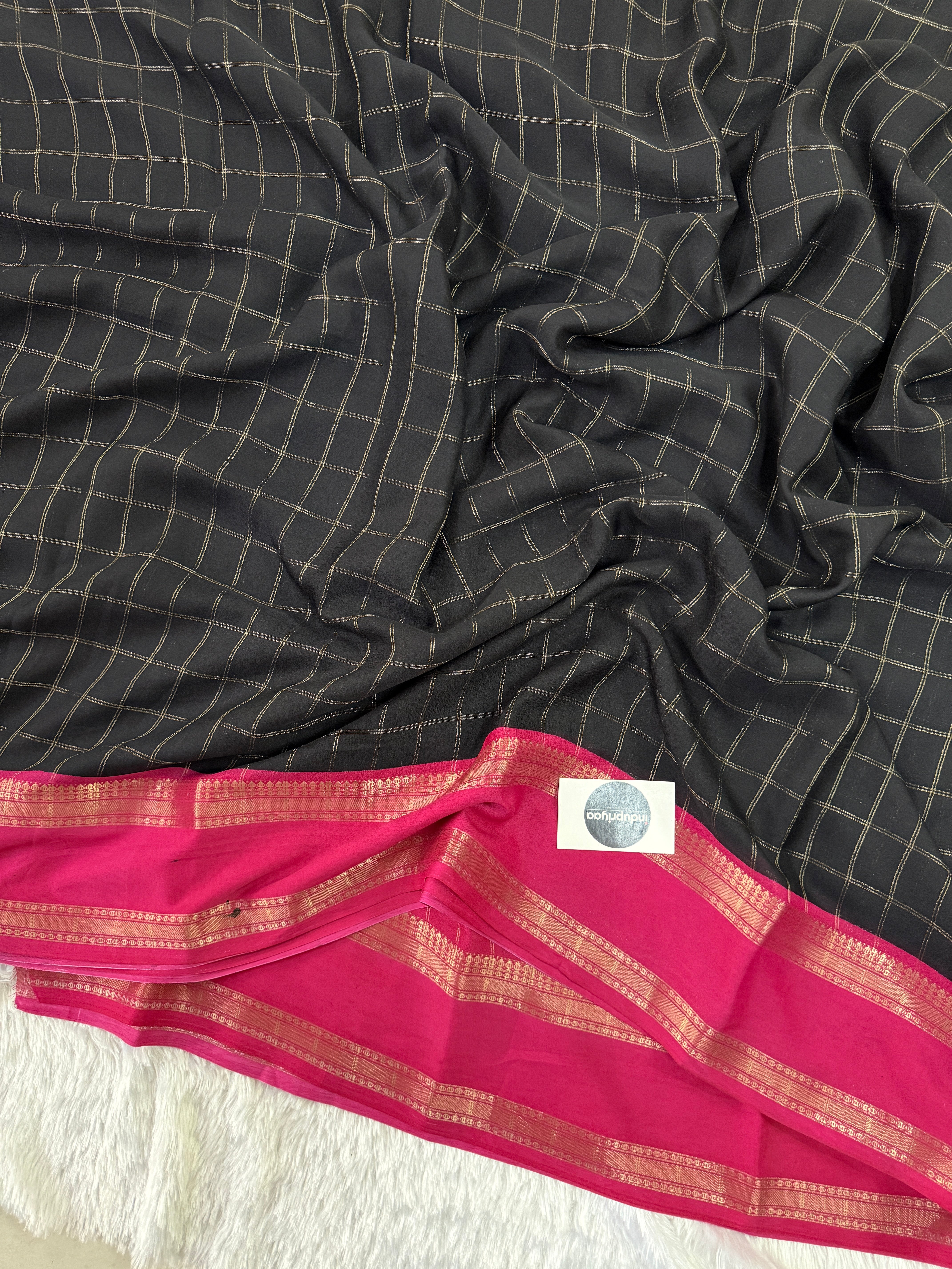 Black Pink Luxury Flow Crepe Silk