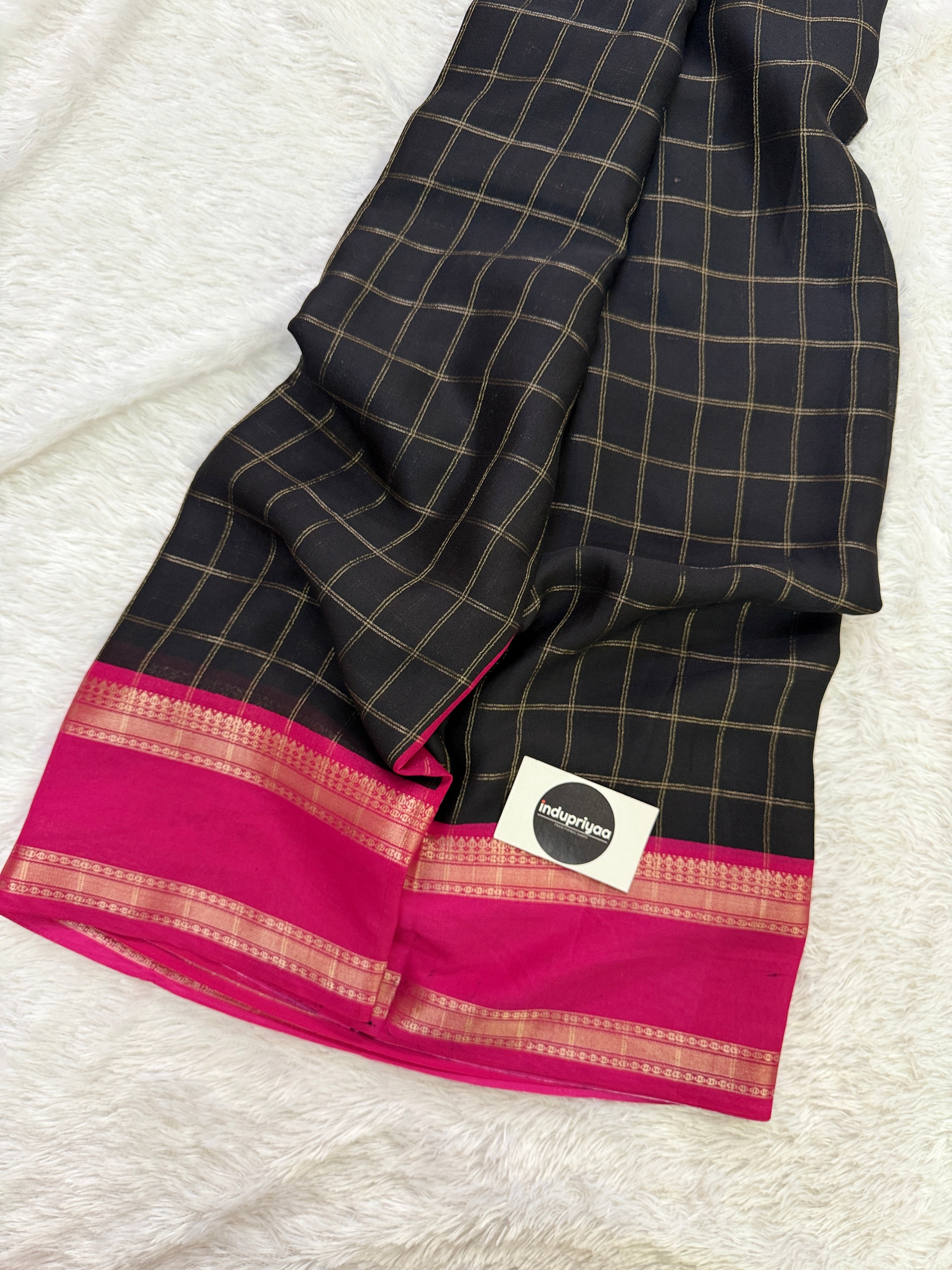 Black Pink Luxury Flow Crepe Silk