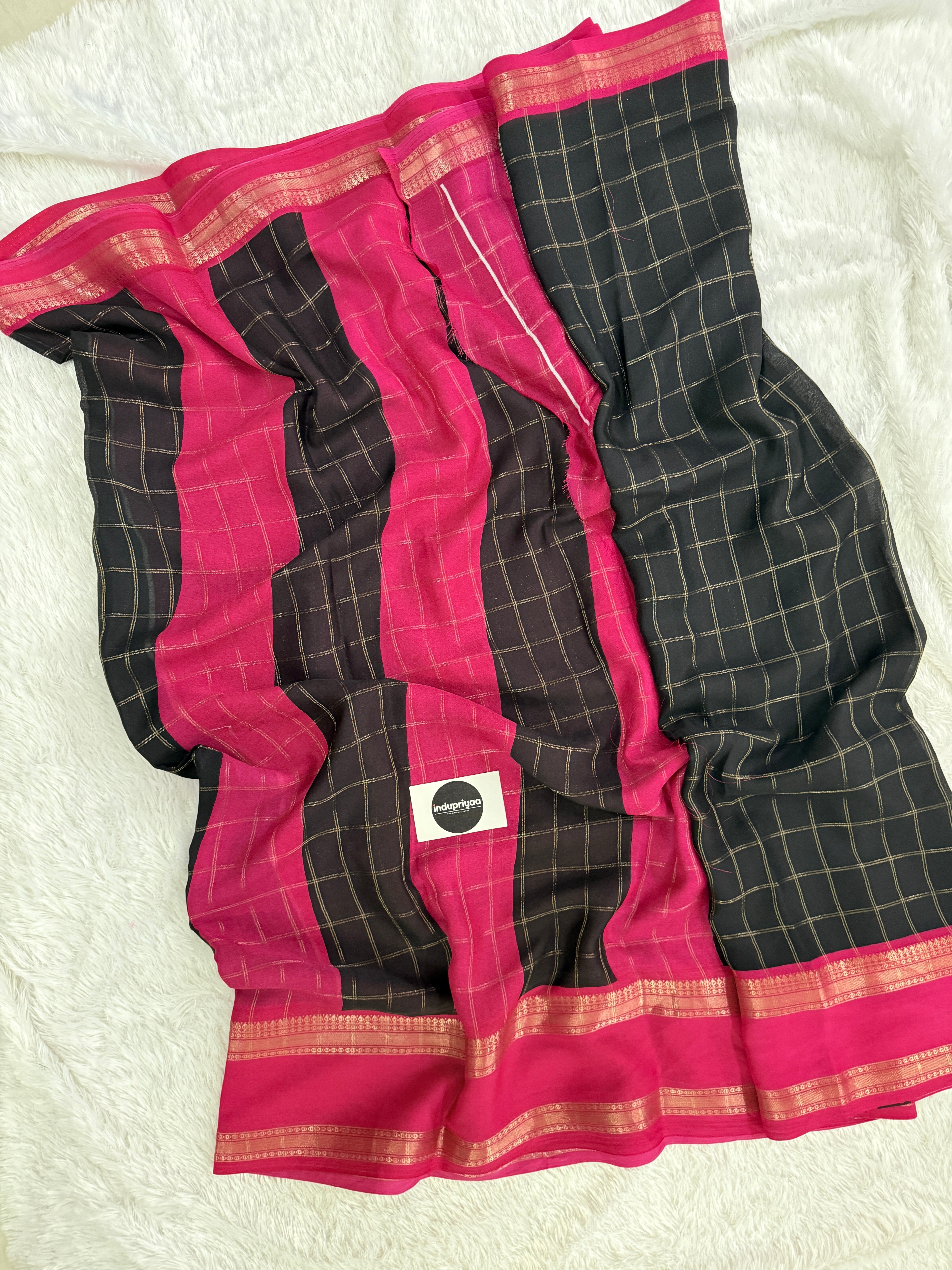 Black Pink Luxury Flow Crepe Silk