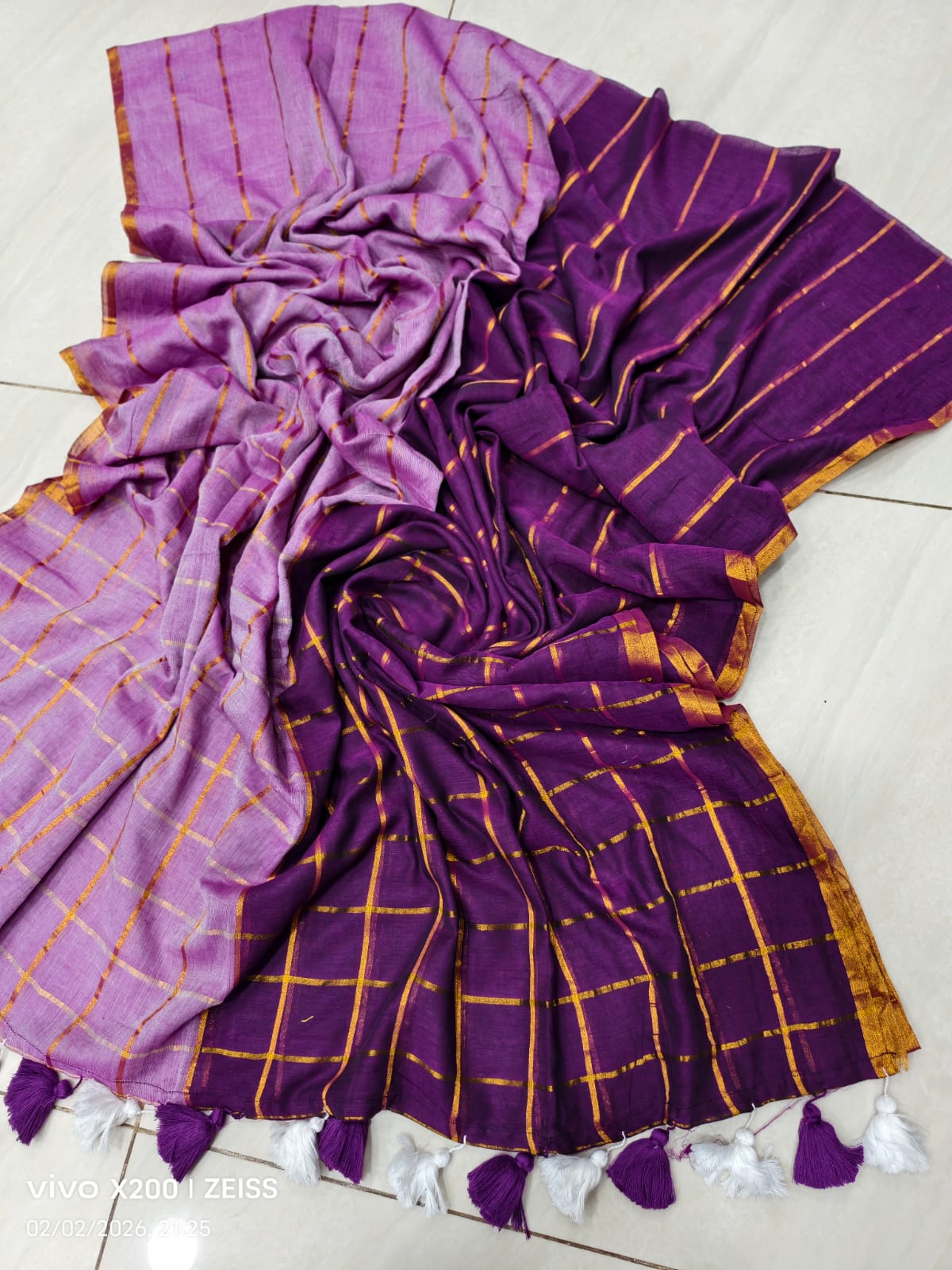 Soft Breathable Purple Lavender Mul Mul Cotton Saree Collection