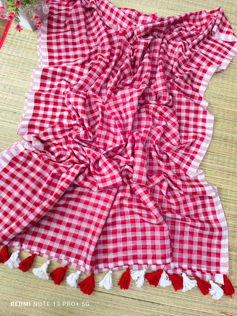 Pure Pink Mul Mul Cotton Saree with Simple Elegance