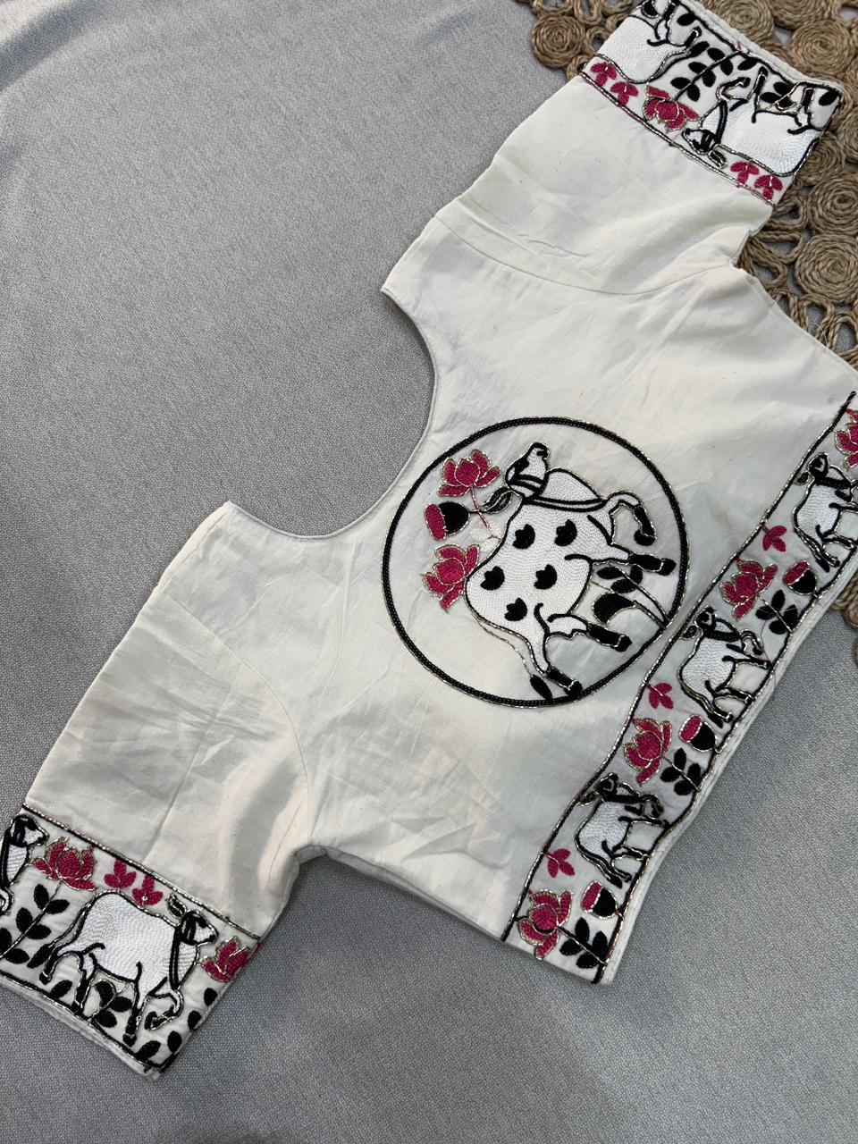 Classic Traditional Black Handloom Cotton Saree With Ready Made Blouse