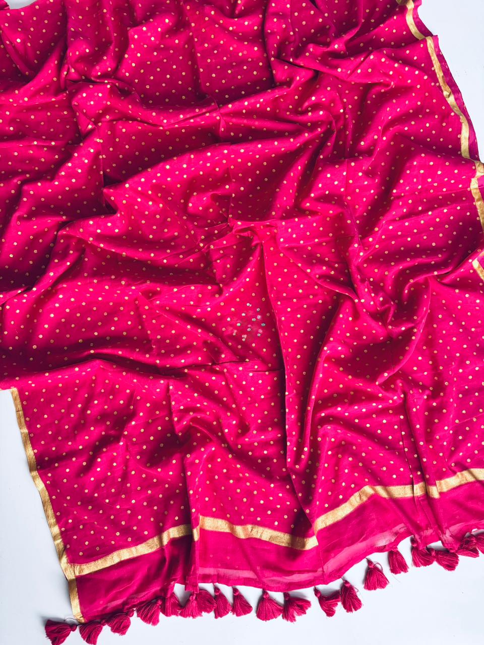 Handloom Pink Mul Mul Cotton Saree with Elegant Ethnic Appeal