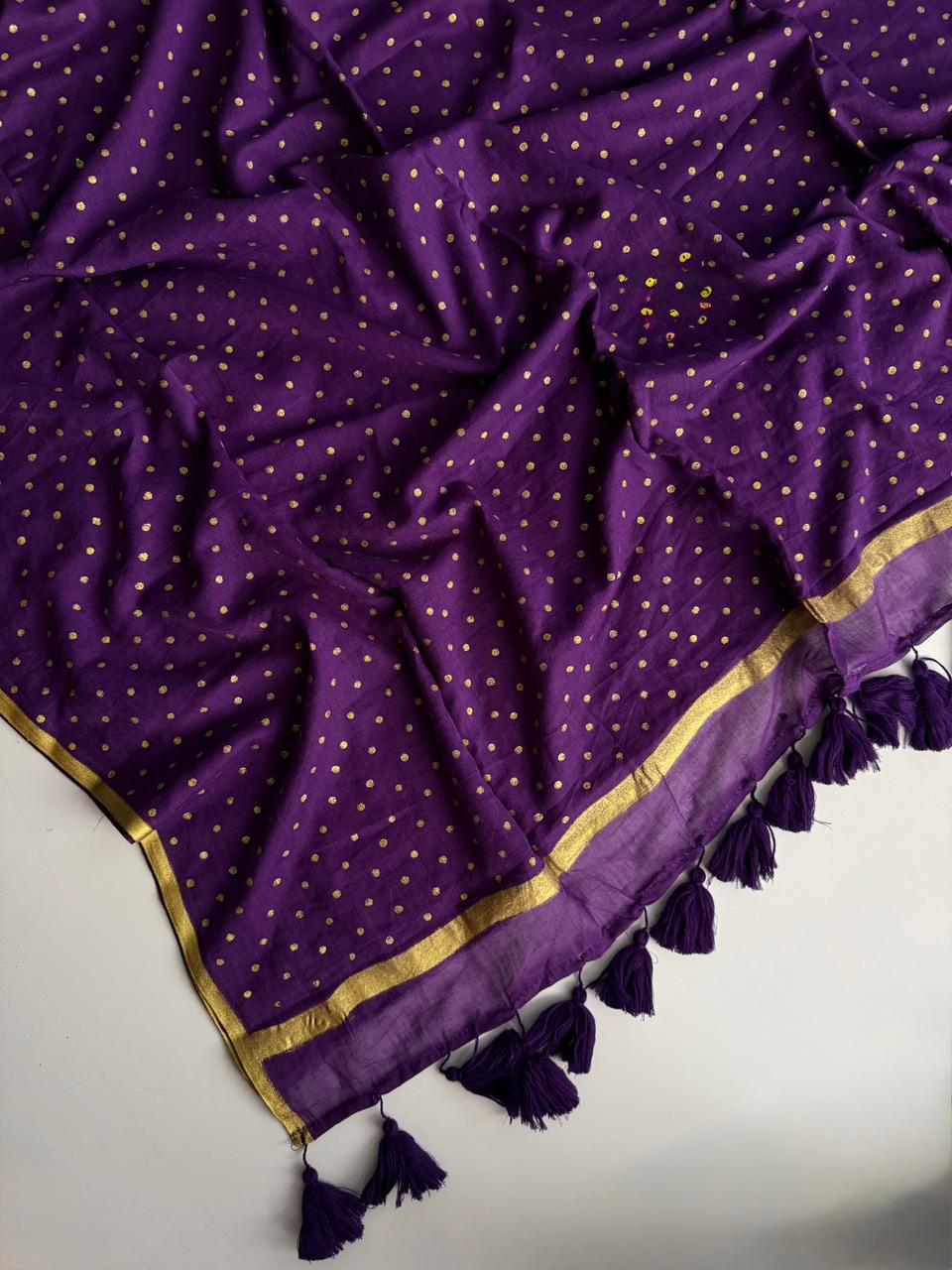 Soft Breathable Purple Mul Mul Cotton Saree for Hot Weather Comfort
