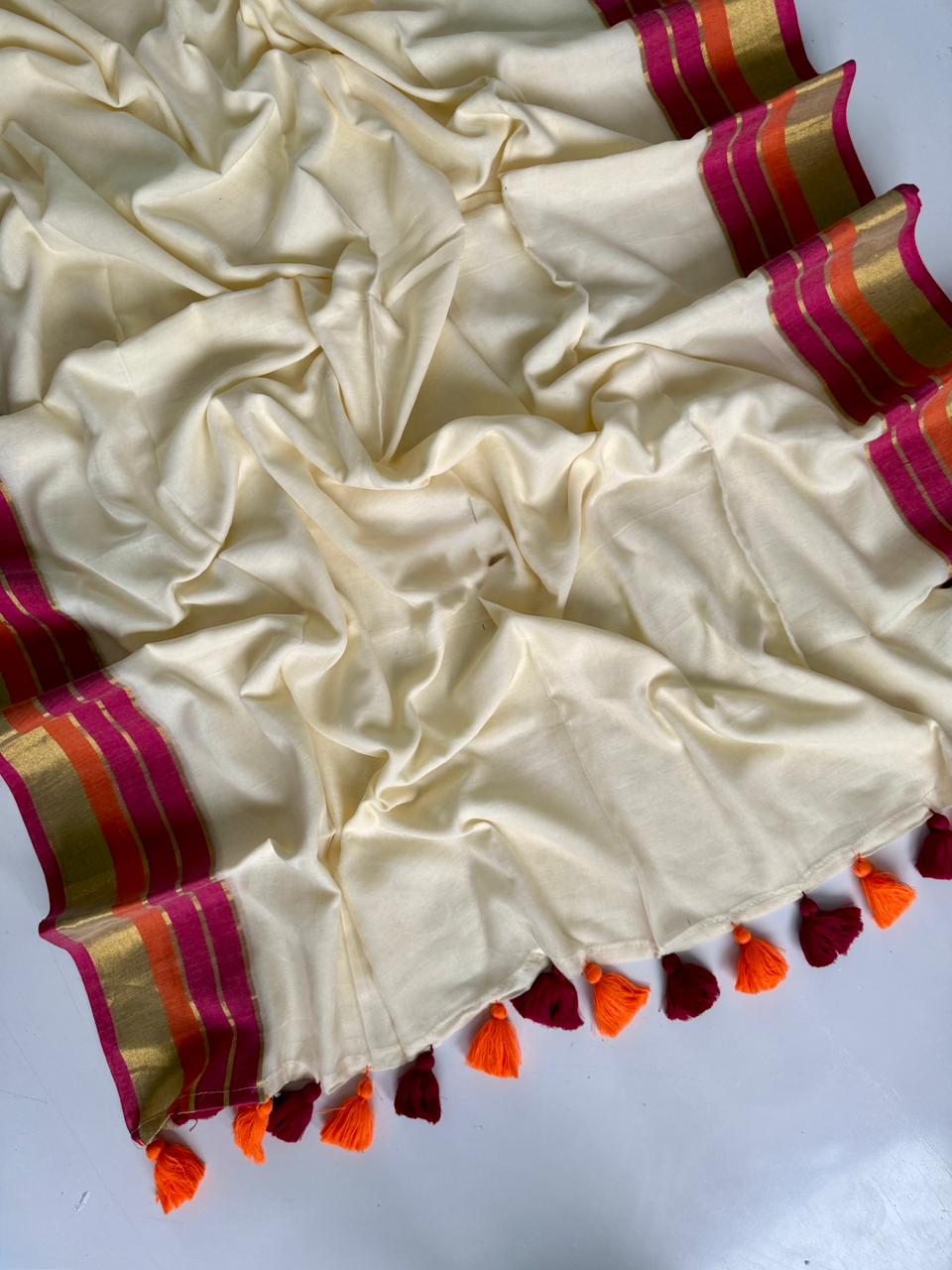 Soft Mulmul Cotton Saree Lightweight Summer Wear