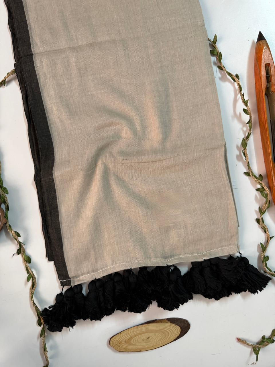 Classic Chiku Mulmul Cotton Saree Soft Daily Wear