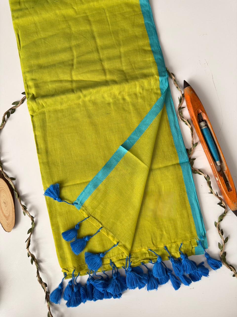 Premium Pista Mulmul Cotton Saree Breathable Summer Collection