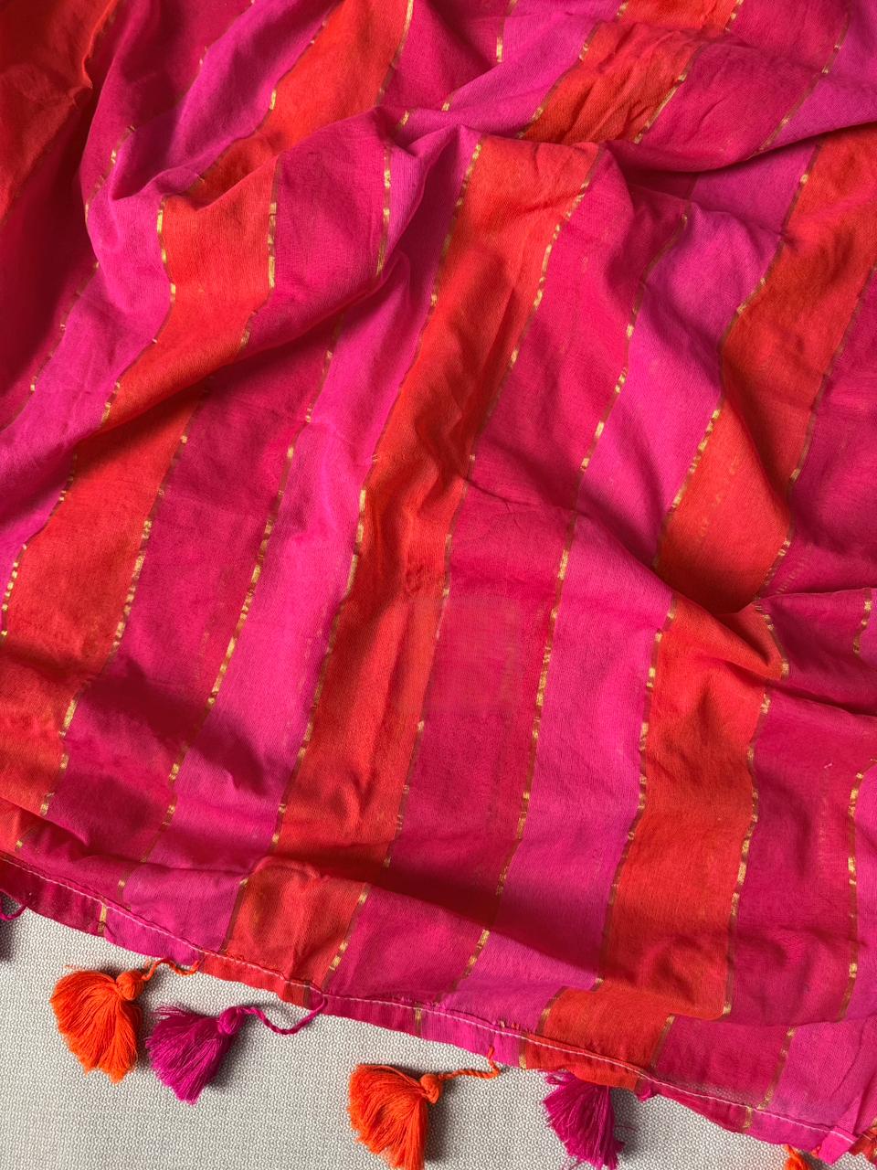 Soft Pink Mulmul Cotton Saree Trendy Daily Style