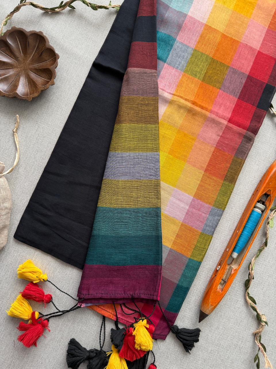 Classic Black Mulmul Cotton Saree Lightweight Daily Collection