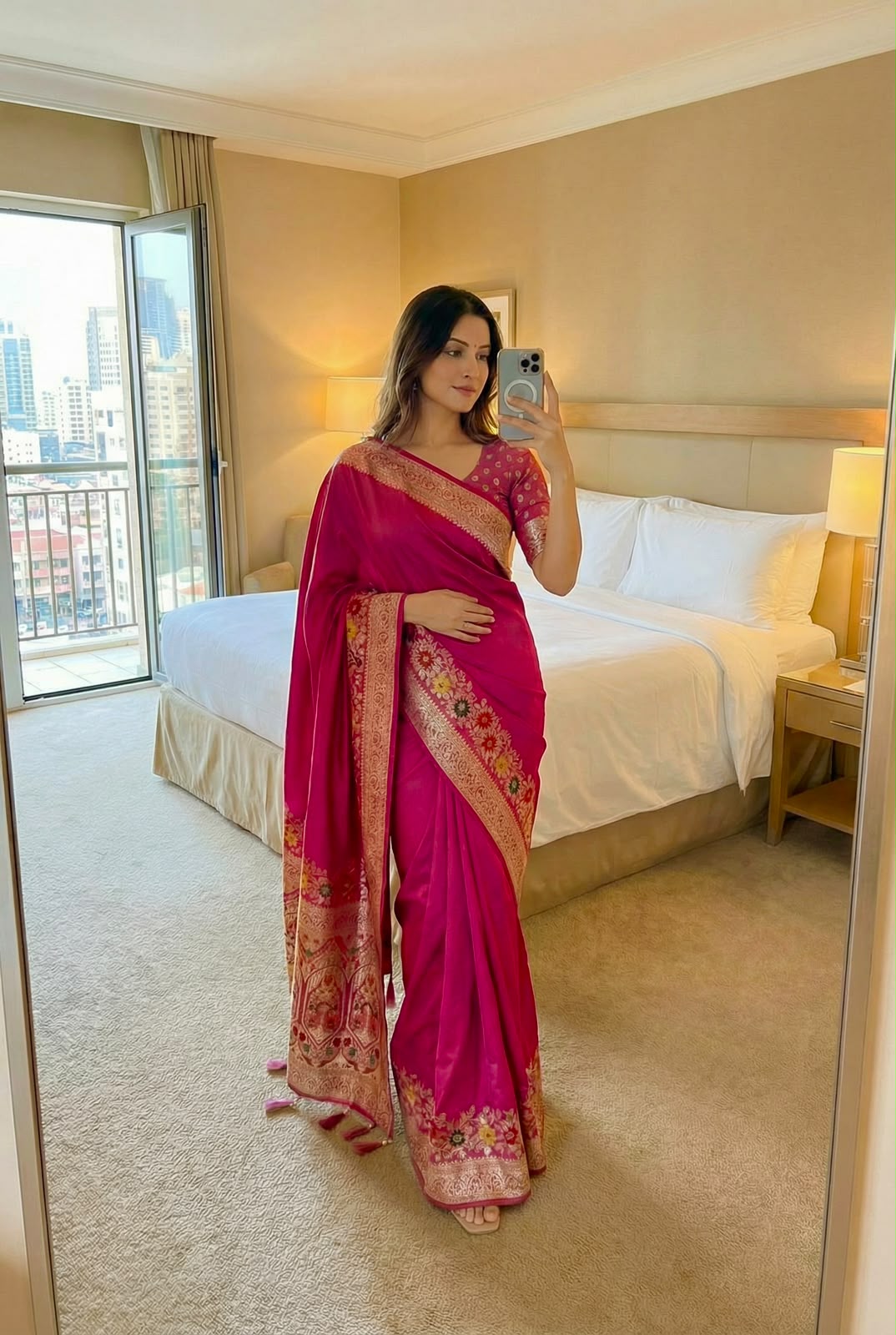 Royal Pink Silk Saree with Exquisite Jari Weaving and a Magnificent Rich Pallu