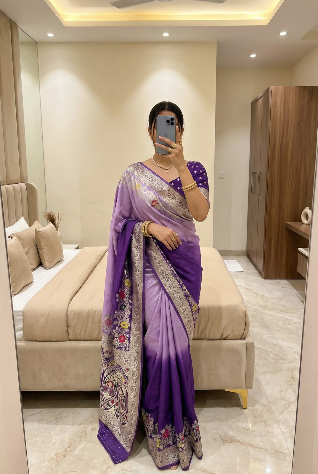 Luxurious Purple Silk Saree with Rich Jari Weaving and a Timeless Traditional Pallu