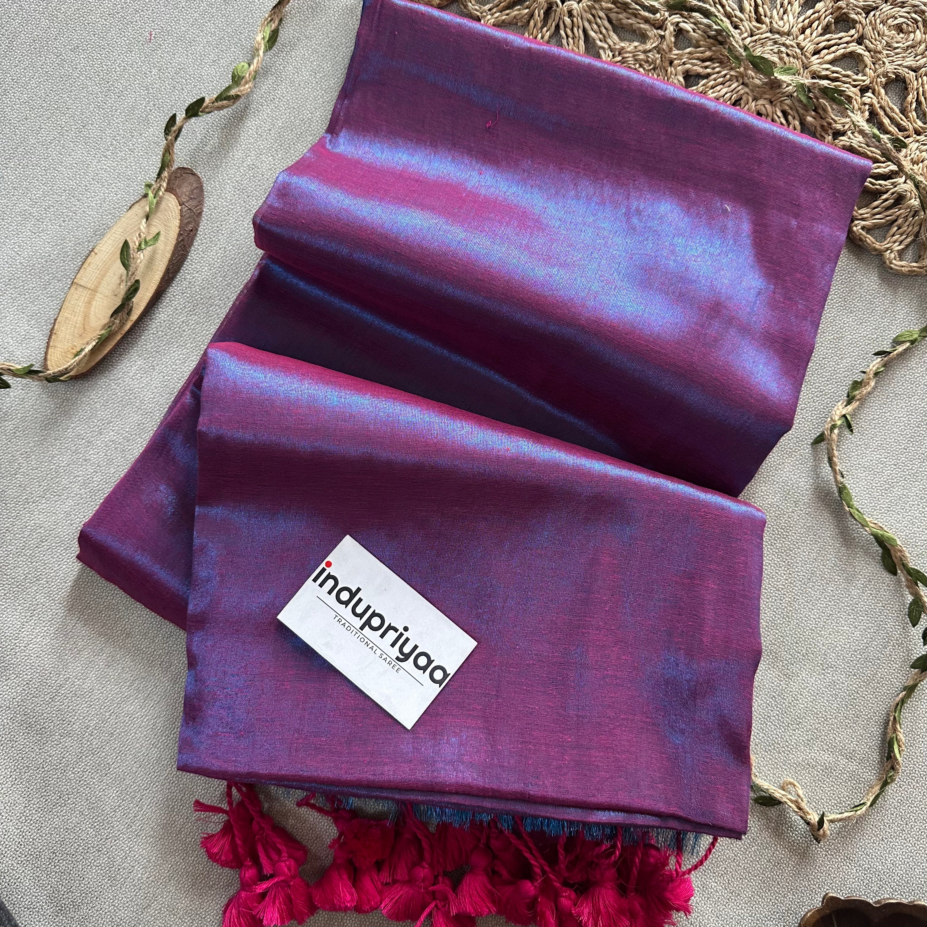 Indupriyaa  Purple Dual Tone  Handloom Raga Tissue Saree