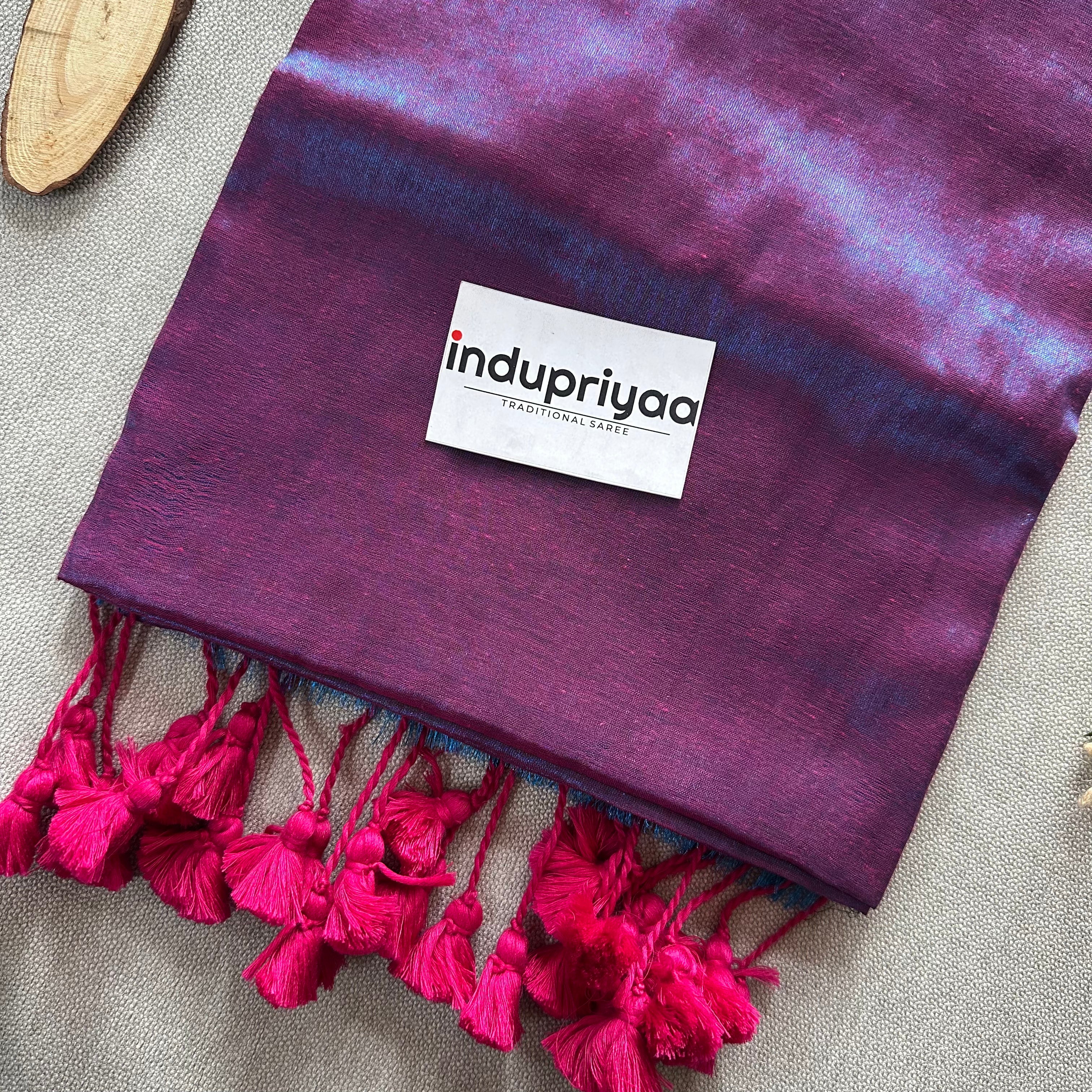 Indupriyaa  Purple Dual Tone  Handloom Raga Tissue Saree