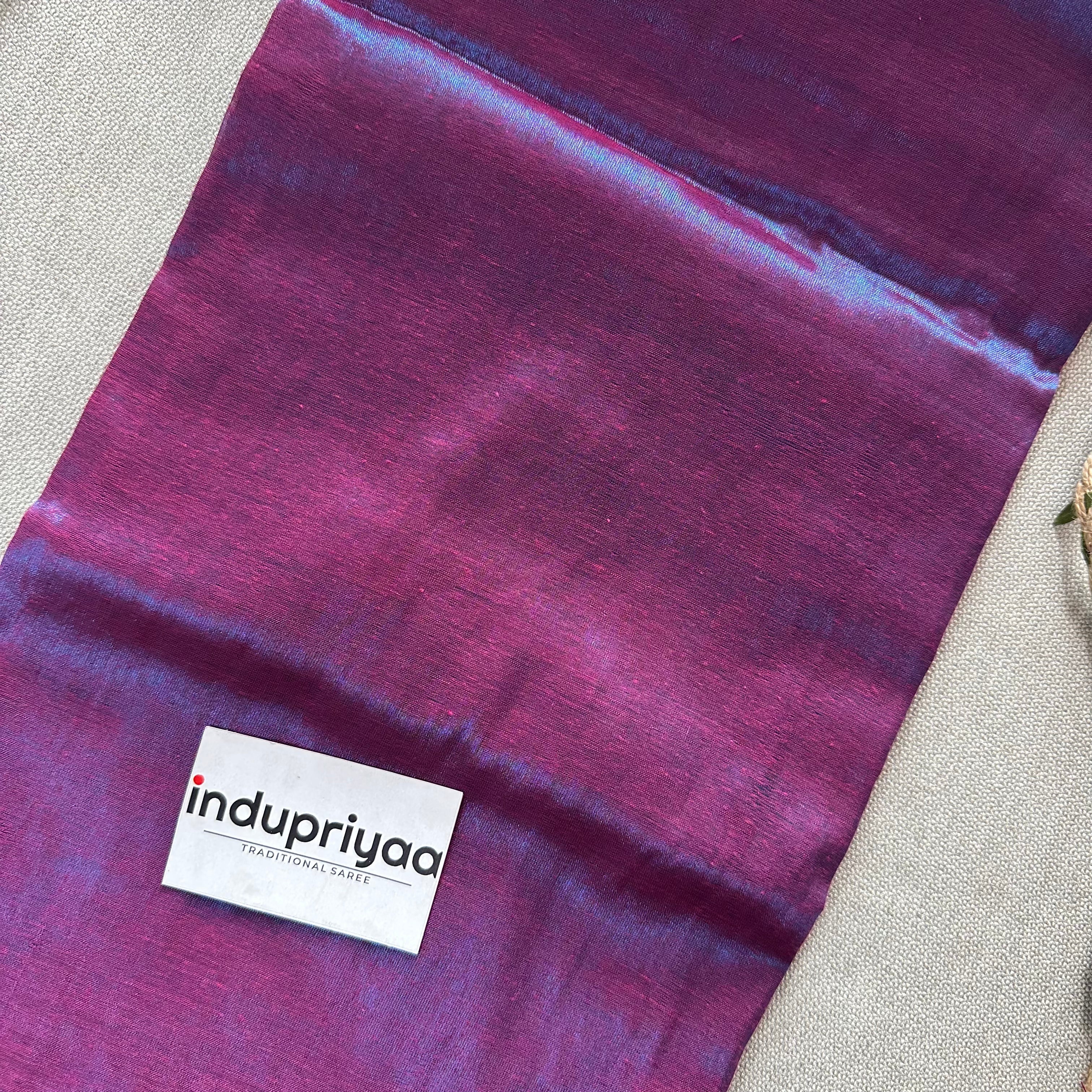 Indupriyaa  Purple Dual Tone  Handloom Raga Tissue Saree