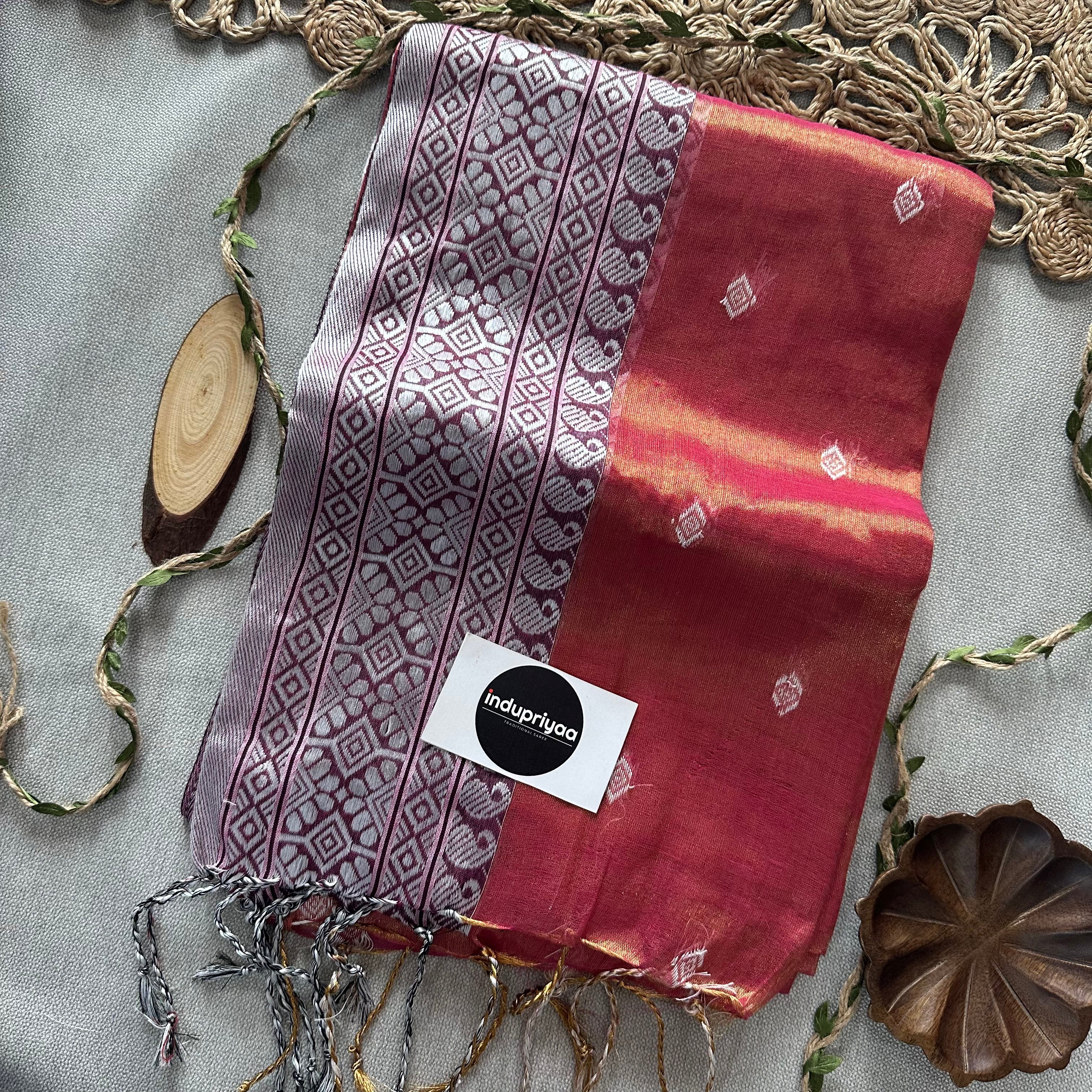 Indupriyaa Gajri Butti Handloom Raga Tissue Saree