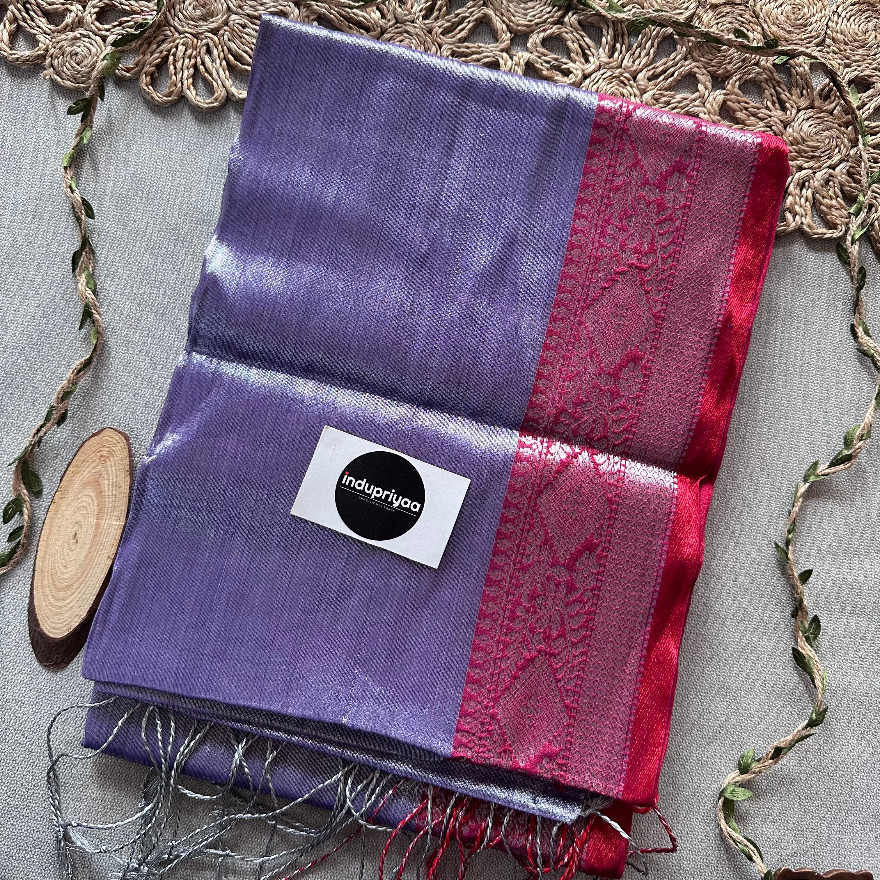 Indupriyaa Lavender Handloom Raga Tissue Saree