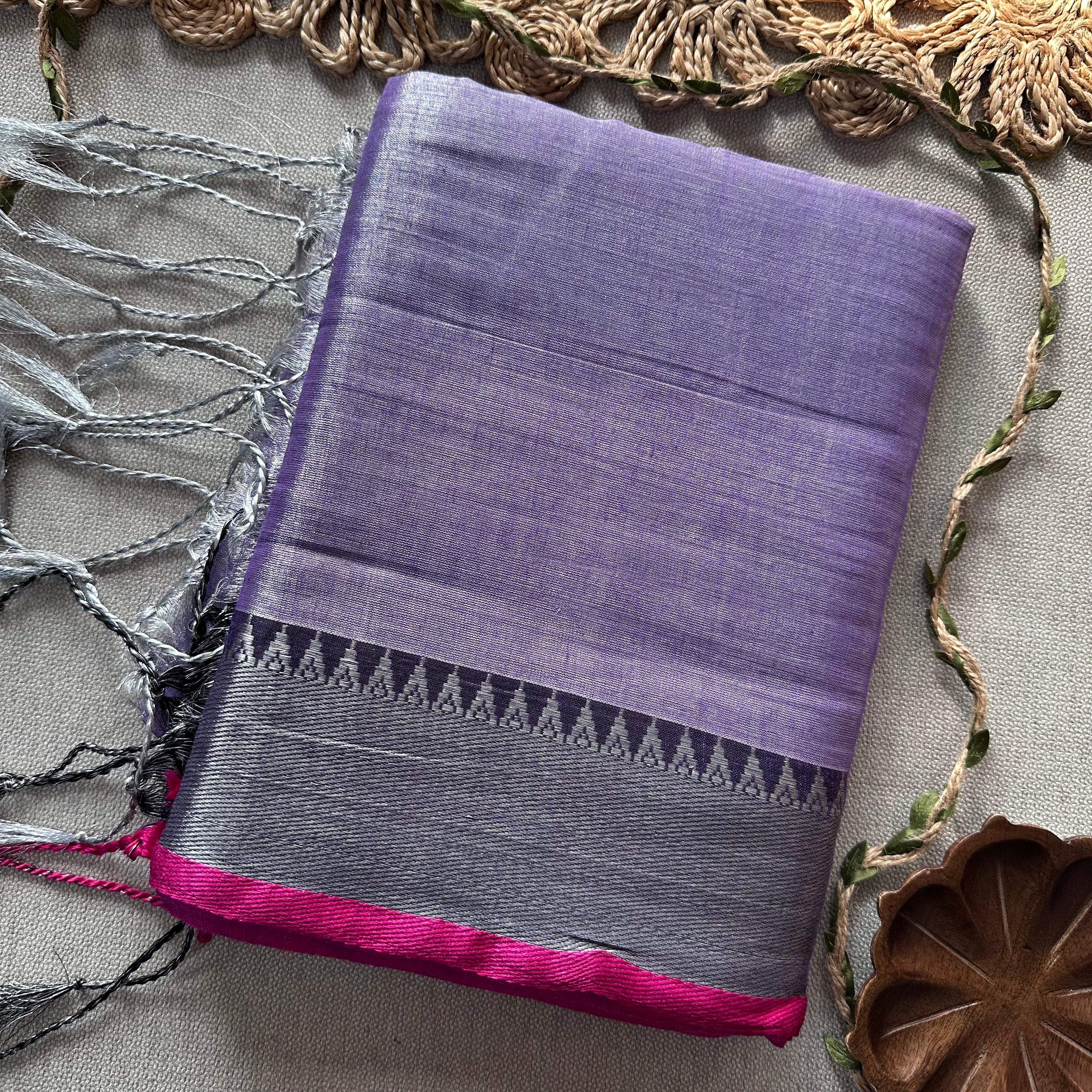 Indupriyaa Lavender Handloom Raga Tissue Saree