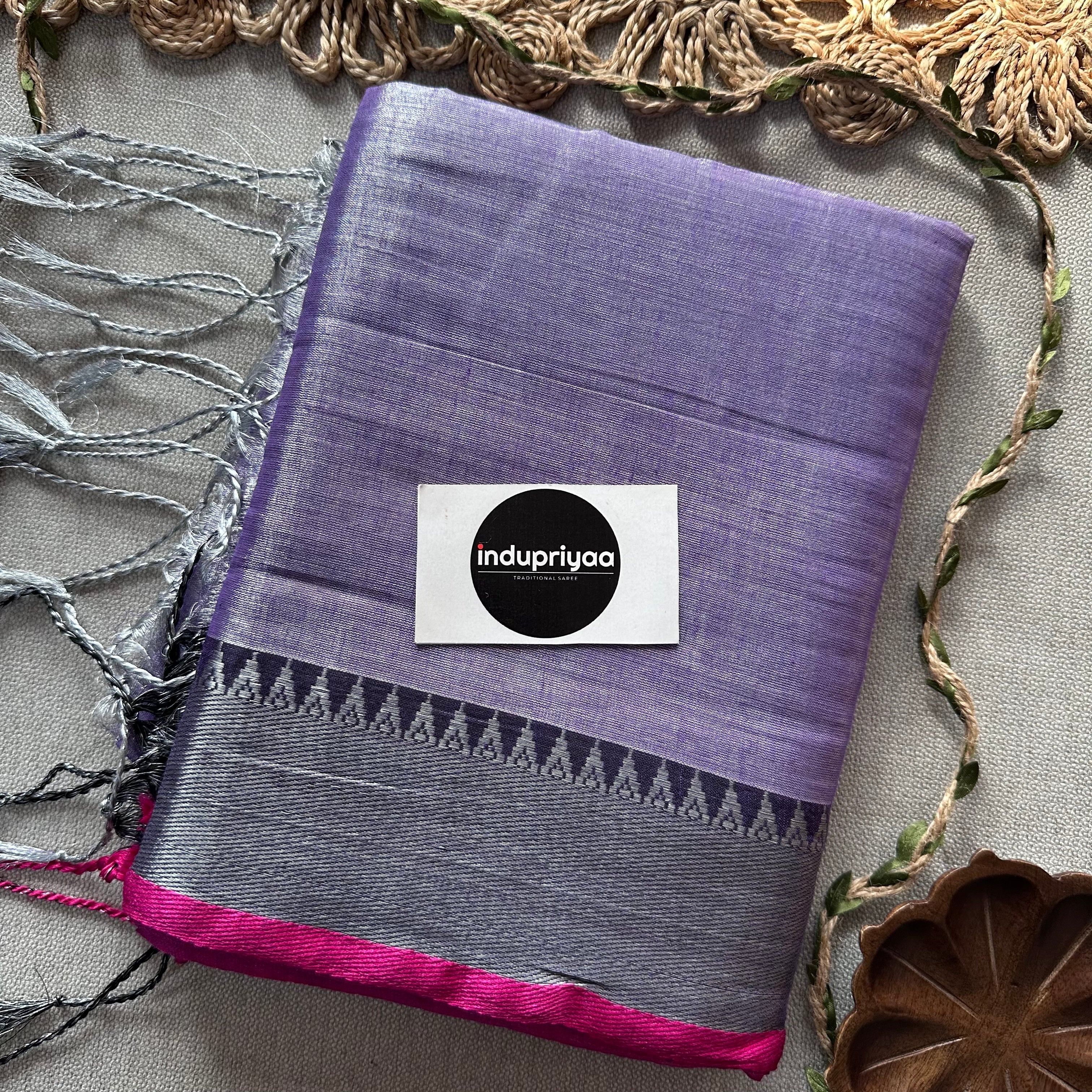 Indupriyaa Lavender Handloom Raga Tissue Saree