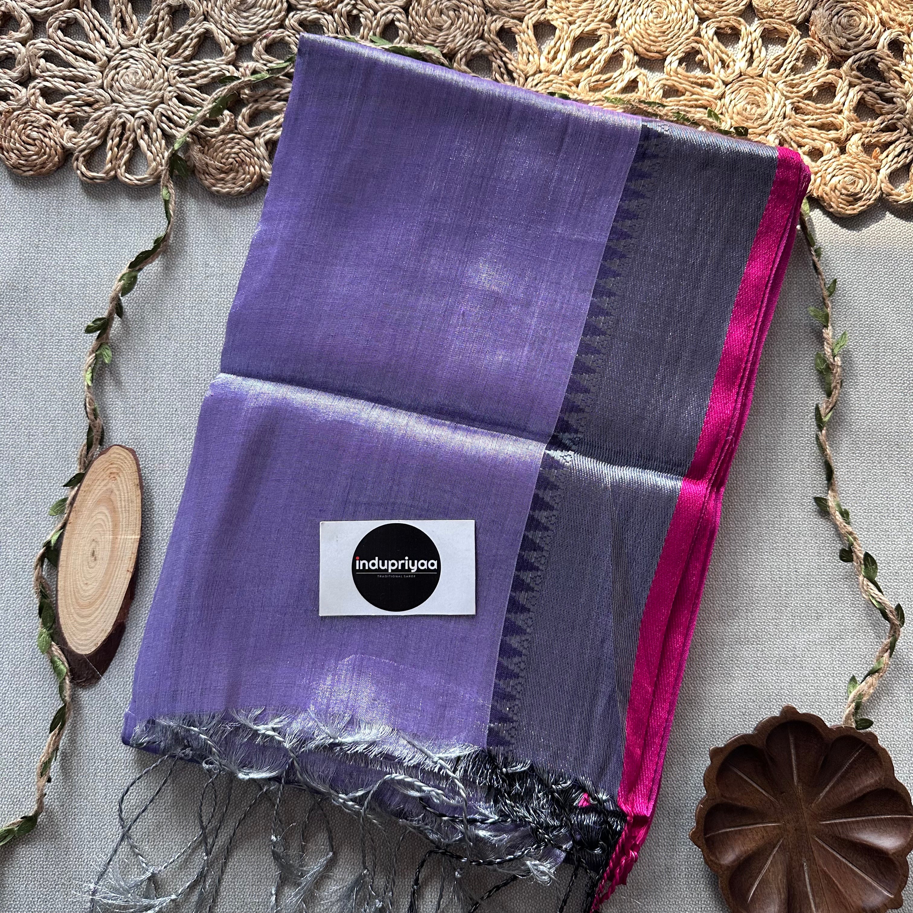 Indupriyaa Lavender Handloom Raga Tissue Saree