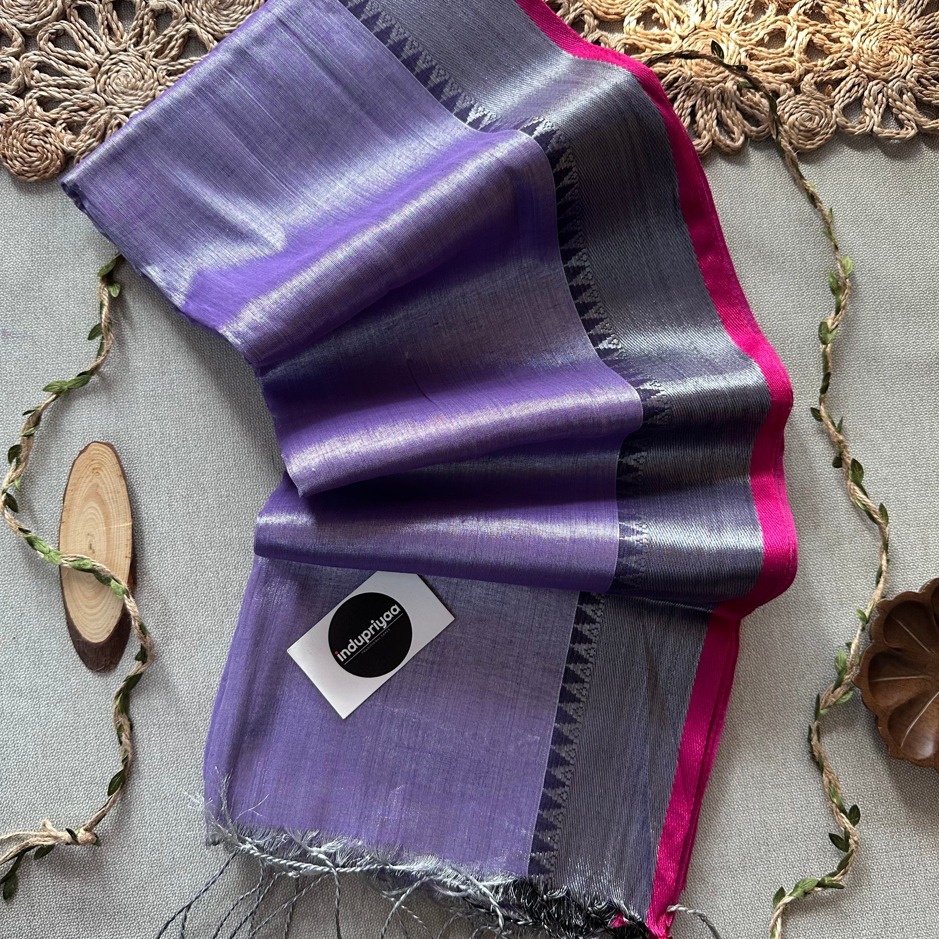 Indupriyaa Lavender Handloom Raga Tissue Saree