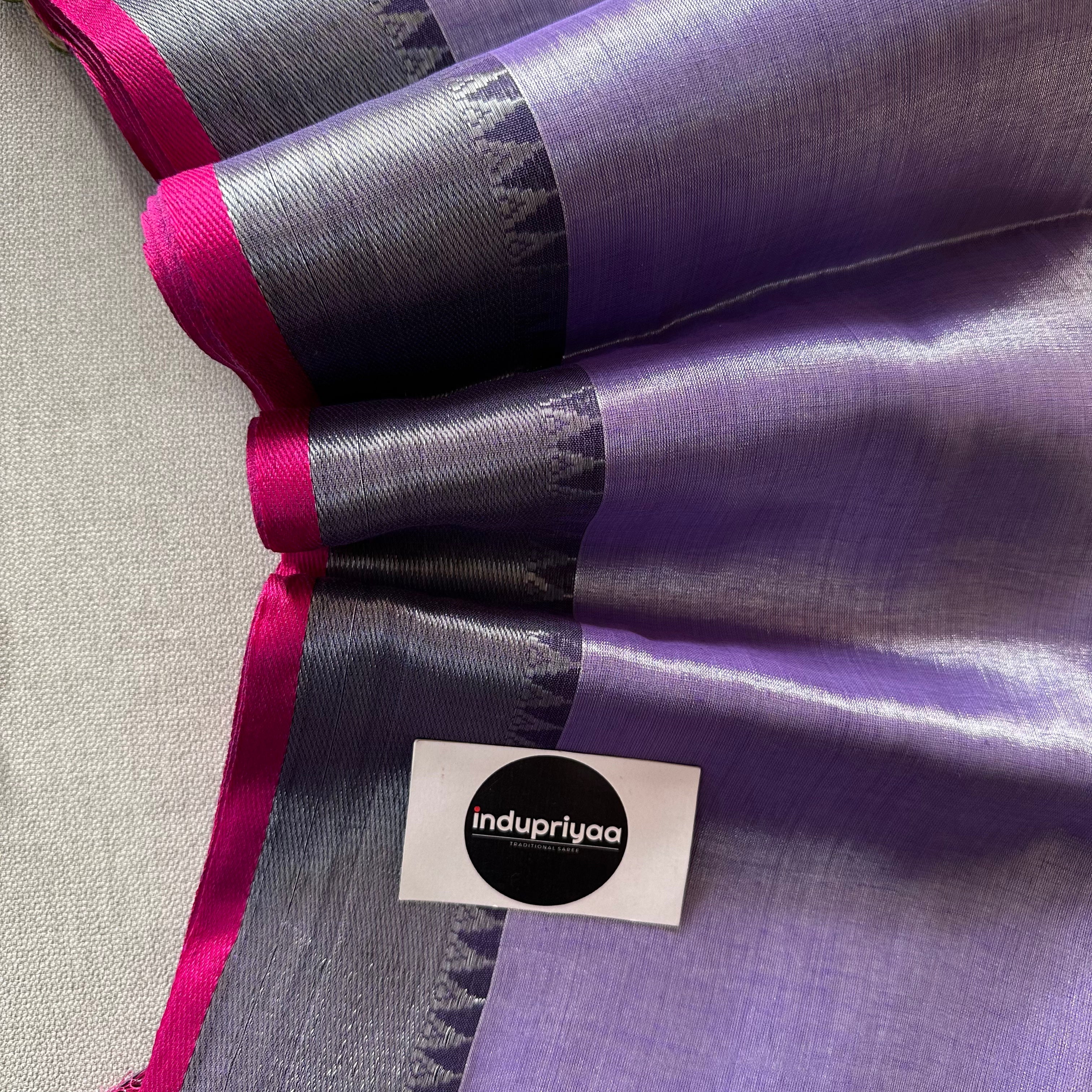 Indupriyaa Lavender Handloom Raga Tissue Saree