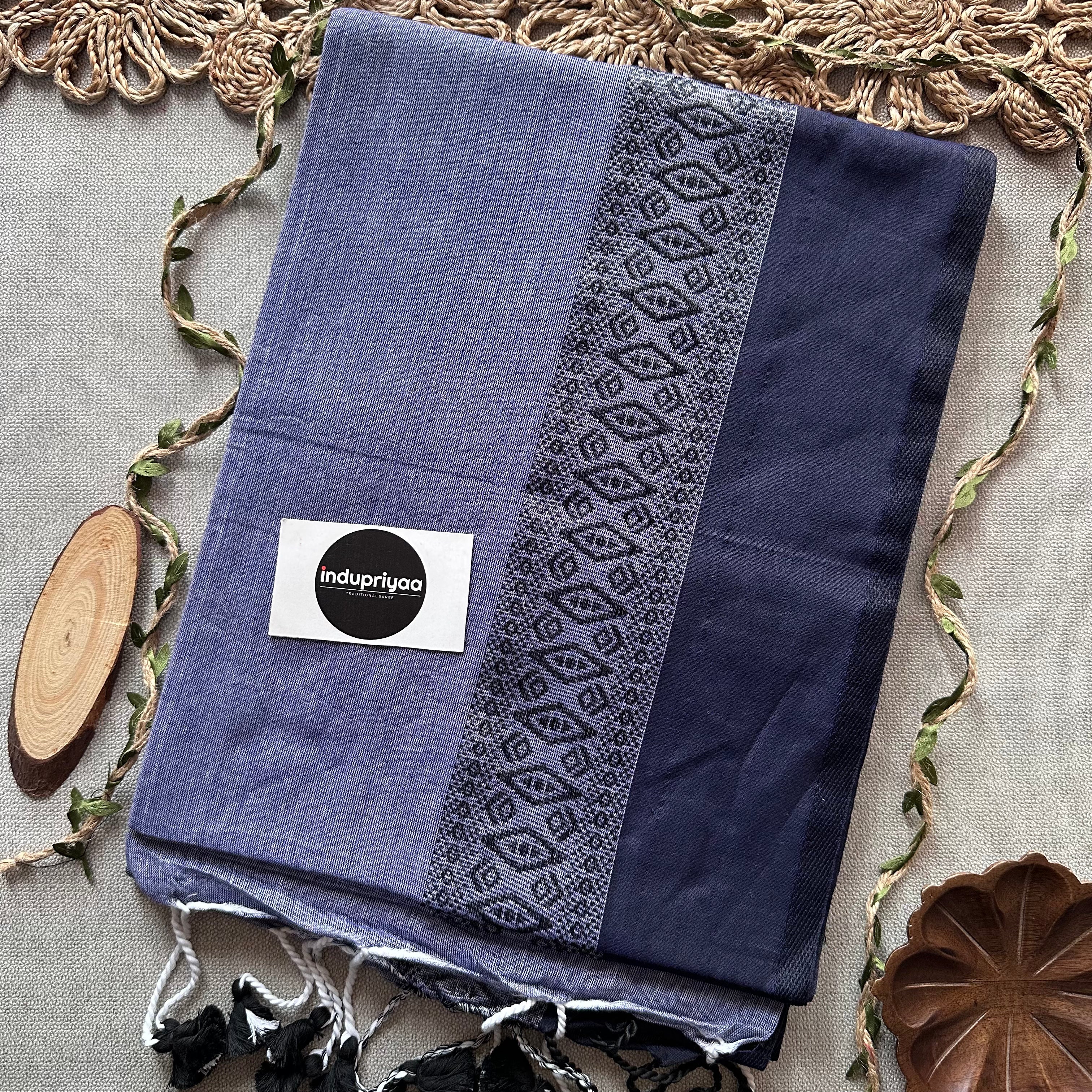 Indupriyaa Light Blue Handloom Khadi Cotton Saree