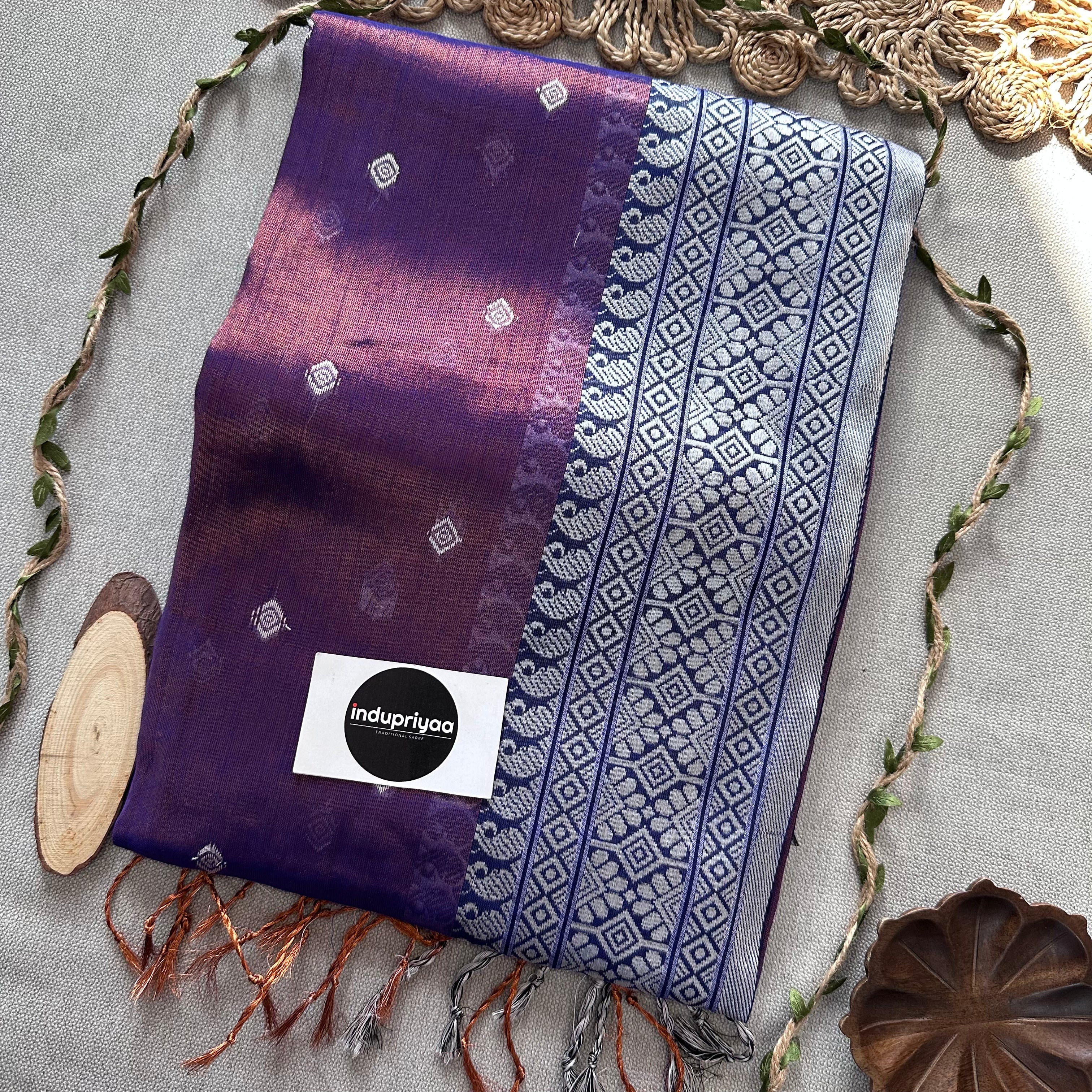 Indupriyaa Light Purple Handloom Raga Tissue Saree