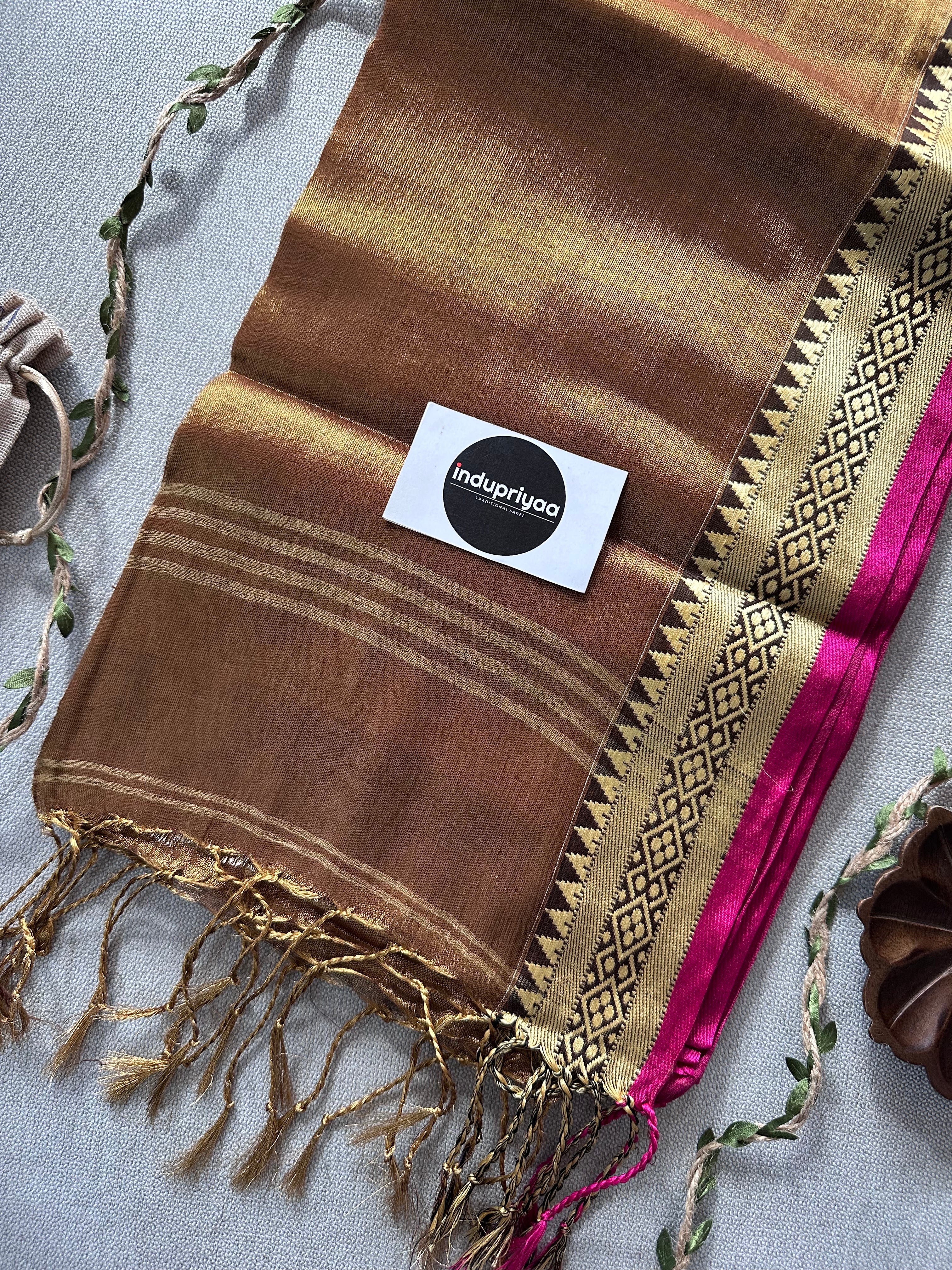 Indupriyaa Gold Temple Designe  Handloom Raga Tissue Saree