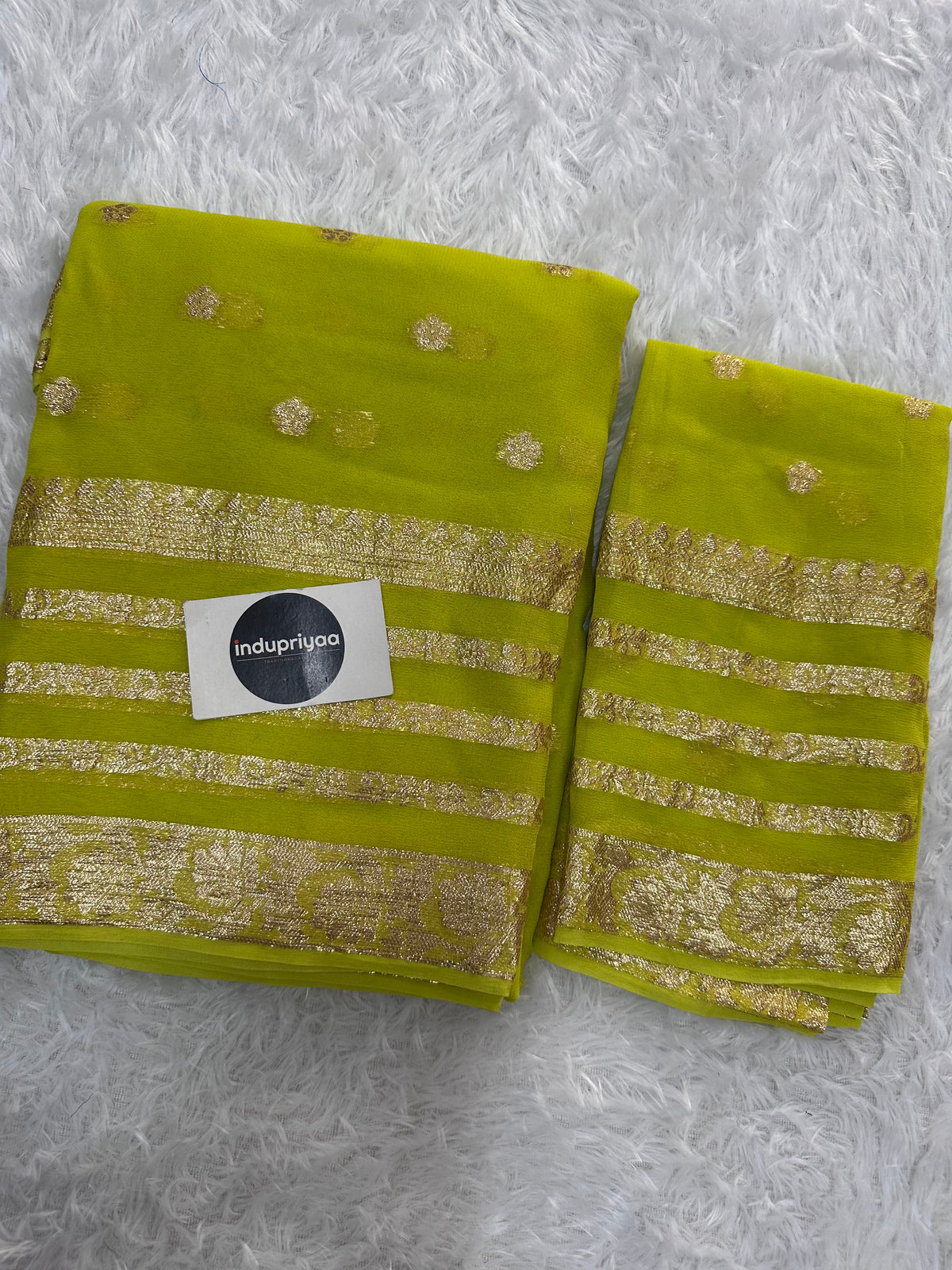 Light Pista Pure Viscose Gerogette Silk Saree